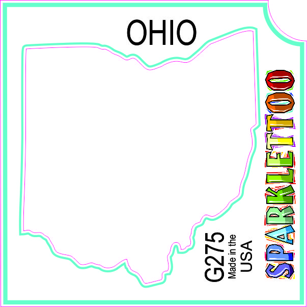 212 MAIN G275-2 2-Ply Paper Glitter Tattoo Stencil, Ohio Outline State Design, 1.5x2.3x2.3 in, Glitter Effect, FDA Compliant, Vibrant Look, American Made, Pack of 100 (for Men's Costumes & Special Occasion Accessories)