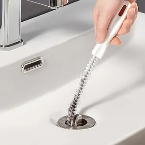 1pc Flexible Drain Cleaning Brush & Manual Clog Remover Tool - Plastic Hair Catcher for Bathroom & Kitchen Sink Drains, No Electricity Needed, Safe on PVC Pipes, Household Plumbing Cleaning Supplies