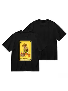 Men's Short Sleeve Spanish Mexican Style Pattern T-Shirt, El Abuelo Print, Casual Daily Wear, Comfortable Fit, Perfect Gift Choice