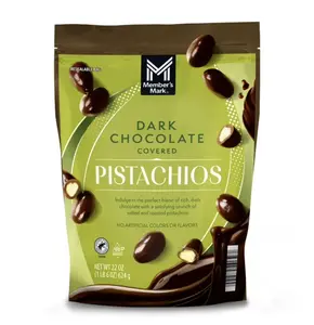Members Mark Dark Chocolate Covered Roasted Pistachios, 22 oz.