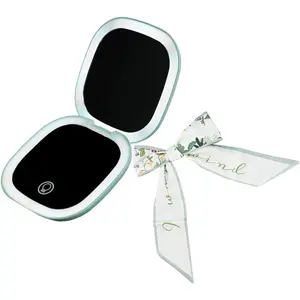 Makeup Mirror with Lights - Dual-Sided Green LED Pocket Mirror, 1X/5X Magnifying Travel Mirror, 3 Light Modes, Rechargeable Handheld Mirror for -The-Go Makeup, , and Gifts