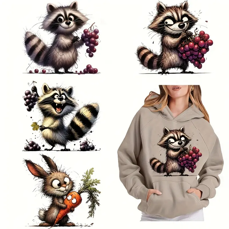 6-Piece Fun Cartoon Animal Heat Transfer Patches, DIY Hot Transfer Patches, Suitable for T-Shirts, Masks, Jeans, and Backpacks, Washable Plastic Stickers