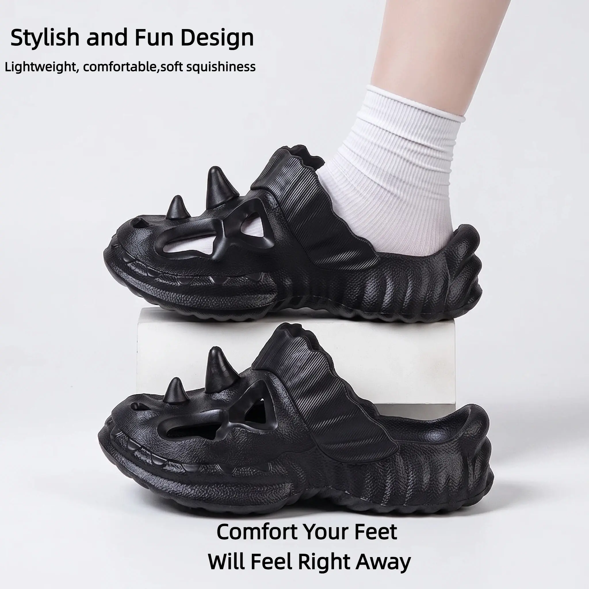 Unisex Dinosaur Clogs | House Slippers | Garden Clogs | Beach Shoes | Camping and Travel Clogs | Thickened, Flexible Soles | Lightweight Slippers Breathable