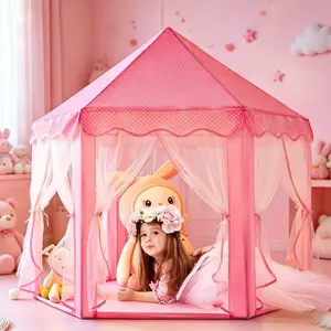 Kids Play Tent, Princess Castle Playhouse, Foldable Portable Outdoor Tent, Pretend Play Toy for Boys Girls, Sleeping Helper, Birthday Easter Halloween Christmas Thanksgiving Party Decor & Holiday Gift, No Accessories Included