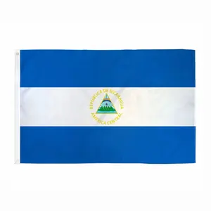 Nicaragua Flag 3 x 5 Feet Durable 2-ply Polyester Double-sided Handcrafted with Brass Grommets for Outdoor Use Vibrant Colors Perfect for National Celebrations