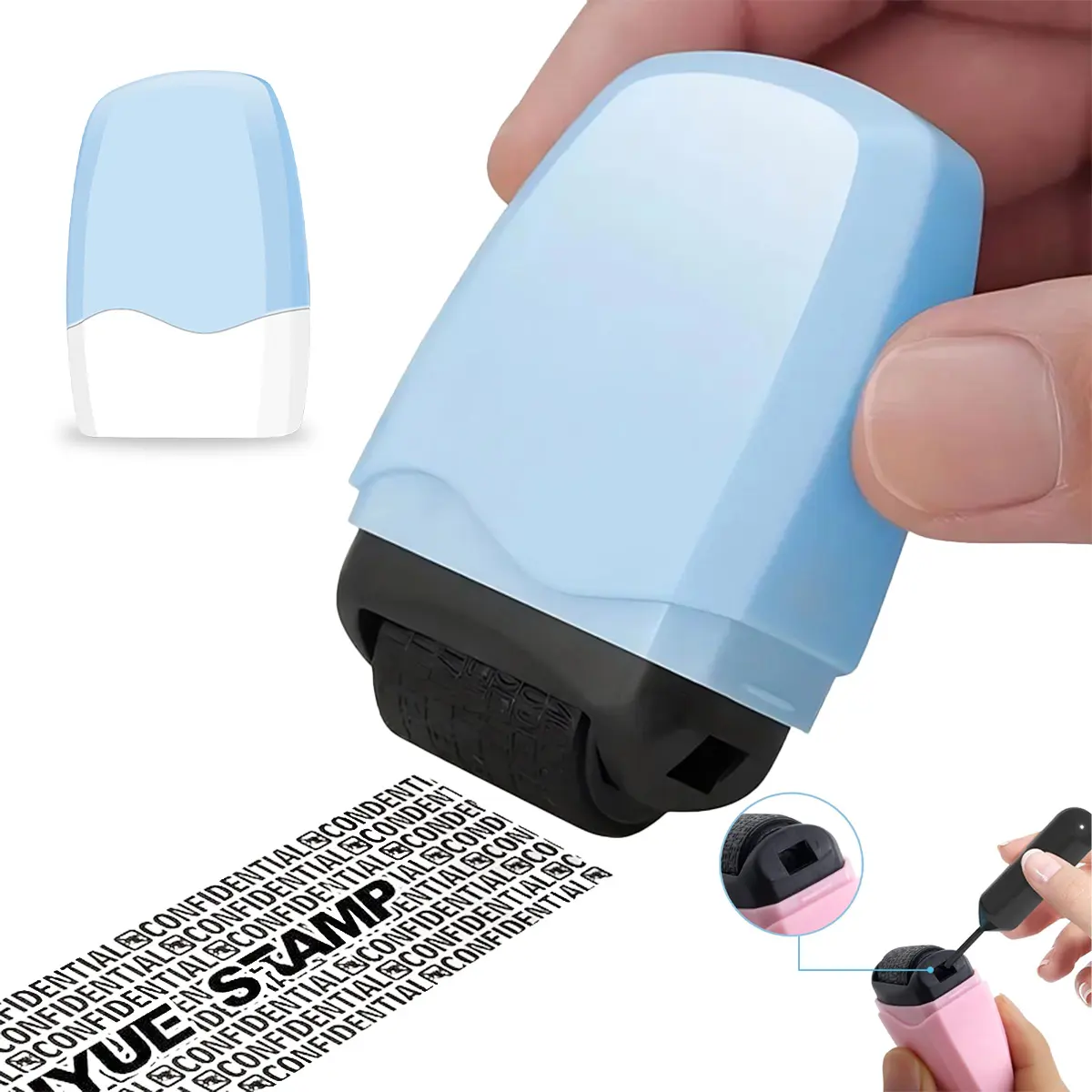 1 Count Confidential Identity Theft Protection Roller Stamp - for ID Blackout Security, Office Supplies