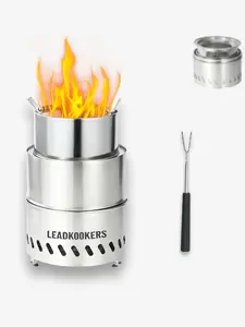 LEADKooKers Foldable Smokeless Fire Pit Portable Stainless Steel Mini Bonfire Stove for Camping Patio & Outdoor Use Wood & Pellet Burning Compact Firepit with Carry Bag
