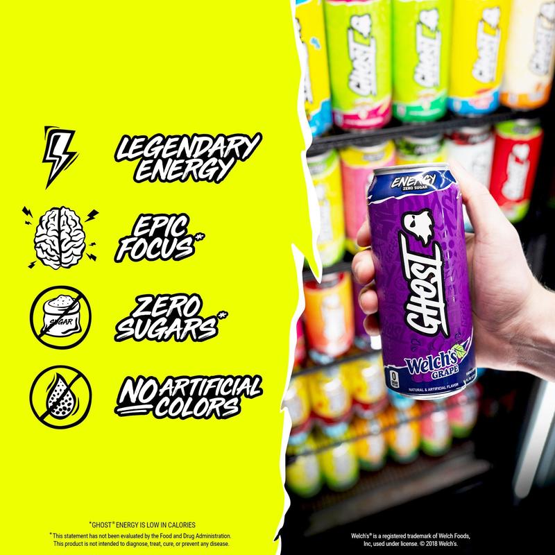 GHOST ENERGY DRINKS - 8.4 and 16oz Cans - Energy & Focus & No Artificial Colors - L-Carnitine & Taurine - Gluten-Free & Vegan