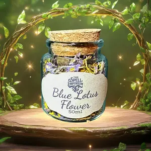 Organic Blue Lotus Flower Incense - Fragrance Aroma, Glass Jar Collectible Cultural Item