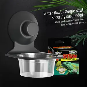 Reptile Feeder Cup with Suction Cup for Geckos and Lizards, Reptile Food and Water Feeder, Suitable for (Geckos, Lizards, and Other Reptiles), Includes 1 Feeding Cup and Two Replacement Cups