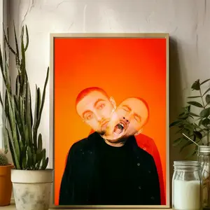 [NO FRAME]Mac Miller Poster – Vibrant Double Exposure Rap Art Print for Wall Decor
