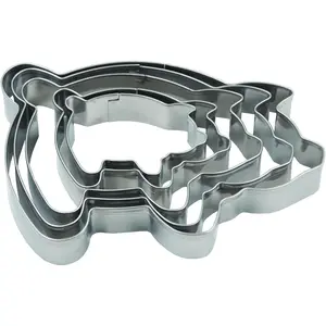 Pig Cookie Cutters Set,5 PCS Pig Shaped Stainless Steel Molds for Cookies,Biscuit,Vegetable,Fruit,Baking Pastries Doughs