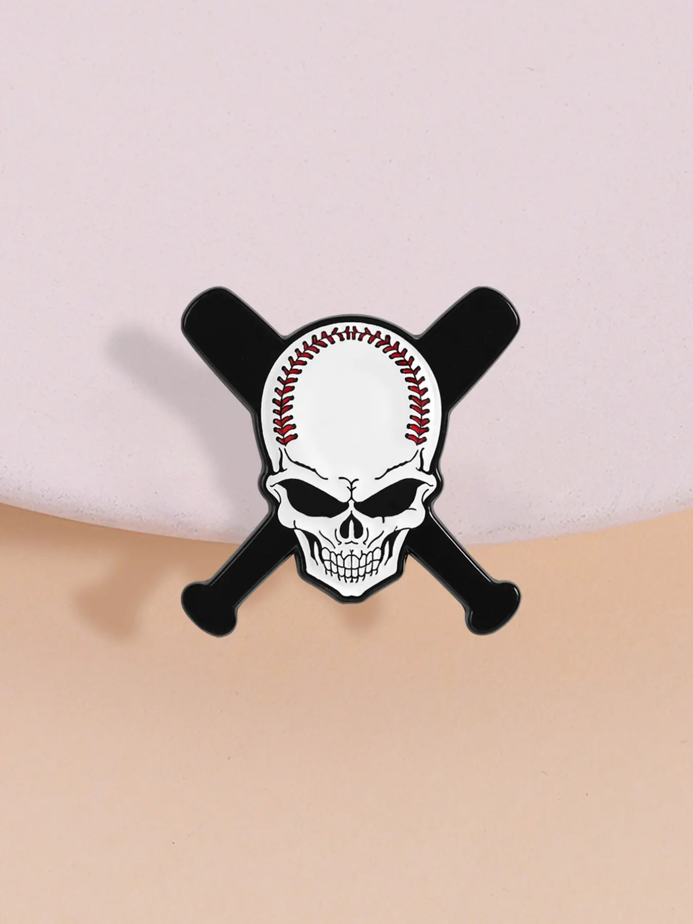 Dark Baseball Theme Enamel Pin, Skull Design Cross Bat, Hard Core Sports Style Lapel Pin, Suitable for Clothing Backpacks, Baseball Lovers, Men Accessories, Enamel Lapel Pins