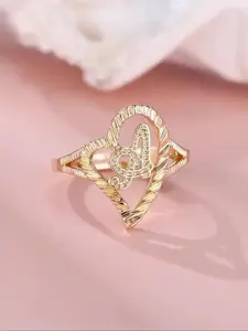 Vintage Heart Cuff Ring for Women, Hollow Out Letter Design Alphabet Fashion Jewelry Accessory