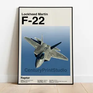 F22 Poster, Lockeed & Martin, Fighter Jet Minimalist, MidCentury Modern Print, Wall Art, Plane Poster, Military Art, Wall Decor 45755 315