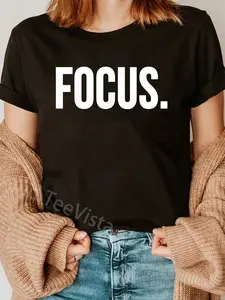100% Cotton Unisex Entrepreneur Motivational - Focus T-Shirt Graphic Printed Vintage Casual Tshirt