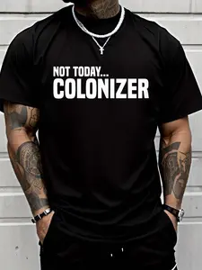100% cotton Not Today Colonizer Native American Indigenous T-Shirt Printed T-shirt, Short-sleeved Crew Neck Casual Top, Suitable For All Seasons, Men's Wear