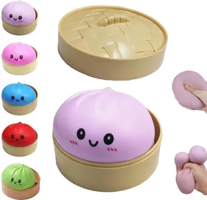 Dumpling Squishies, Glitter Dumpling Mystery Box, Colorful Dumplings Stress Balls Fidget Sensory Toy, Easter Basket Stuffers, Stocking Stuffers with Food Steamer Stretchy Desk Toys