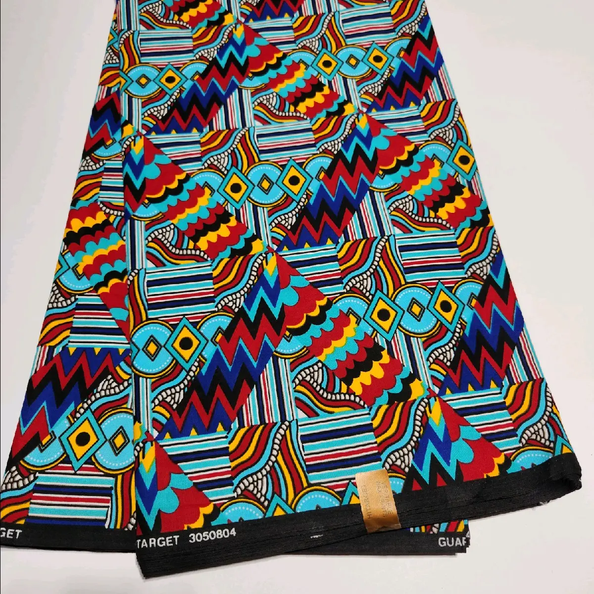 African Print Cotton Fabric, Teal and Orange, 3yards, Hand Wash Only, ACS2231