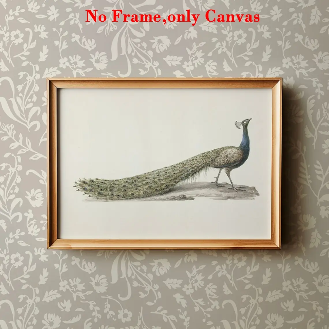 1 PC, wall art, vintage poster, Vintage Design, Canvas Artwork, neutral minimalist bird art print, Minimalist Prints, large peacock canvas painting, wall aesthetic decoration, perfect home decoration, frameless, Unframed Art Print