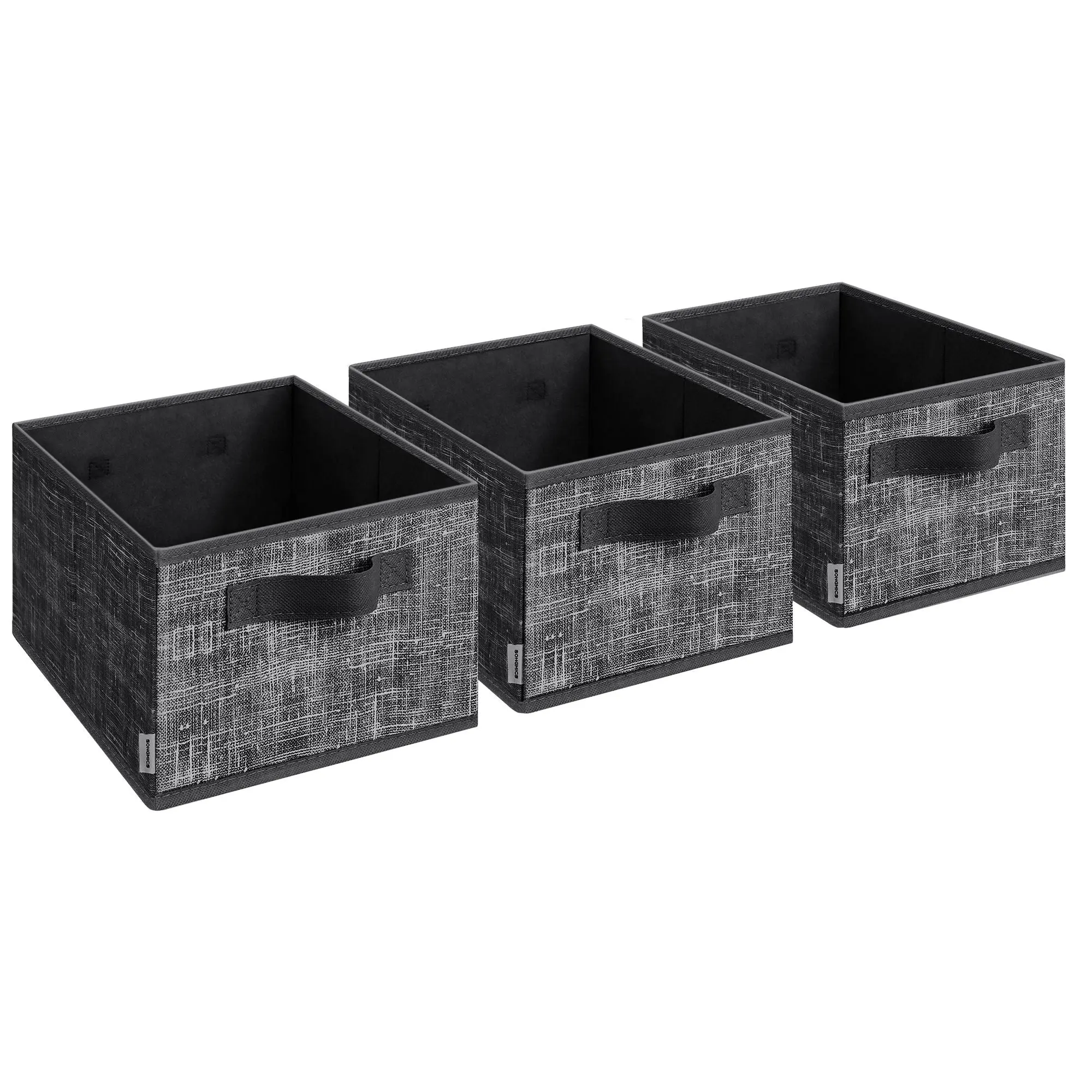 SONGMICS Storage Baskets, Fabric Storage Bins,  Foldable Closet Organizer for Shelves, 2 Handles, Label Holders, for Bedroom, Living Room