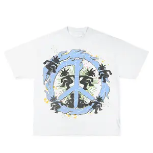 Peace Splatter Inspired Vintage Graphic T-shirt Heavy Cotton Tee Basketball 90 s Styled Shirt Hiphop Vibes Y2K Aesthetic Throwback Classic Big Face Celebrity Tee