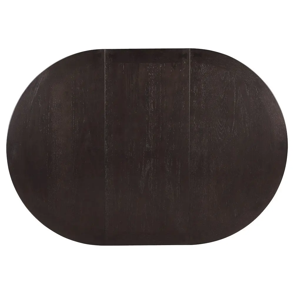 Lavon Oval Extendable Dining Table with 18-in Extendable Leaf, Table Base, Espresso Finish, Eclectic Look, Black Leatherette Cushions, Versatile Indoor Dining Room Furniture