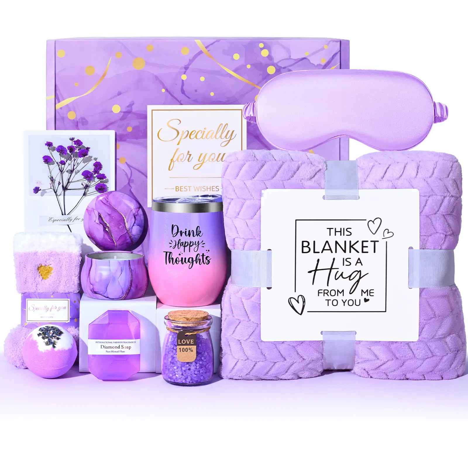 Chritmas Unique Gifts for Women，Relaxing Spa Gift Basket Set，with Stainless Steel Tumbler & Flannel Blanke，holiday gifts，Birthday Gifts for Mom Sister， Best Friend， Wife，graduation gift boxes