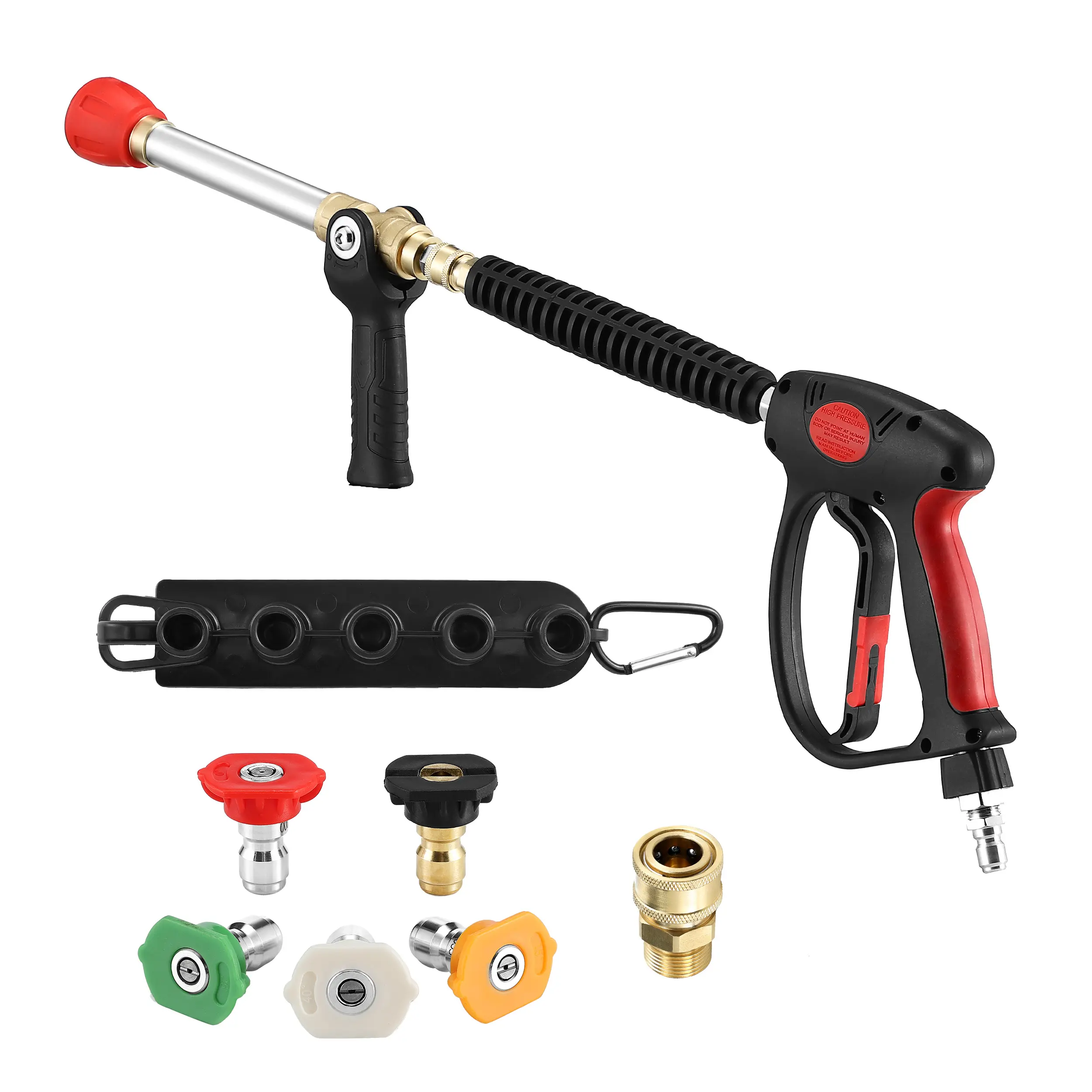 RIDGE WASHER Heavy Duty Pressure Washer Spray Lance, 5000 PSI, 15-Inch & 27-Inch Lengths, 360-Degree Rotating Swivel Tail, Stainless Steel Wand, Long Range Nozzle, Twist Shooter Tip Switch, Dual Modes, 60°C (140°F), 1/4" Quick Connect Fitting, 3/8" Power
