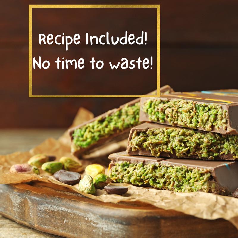 Ma Lit Candy Dubai Knafeh Pistachio Bar Kit with Kataifi Pistachio & Tahini Cream Recipe & Silicone Mold for DIY Chocolate Bar Making 8 oz