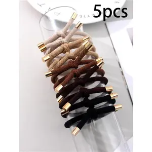 5pcs Simple Knot Design Hair Tie, High Stretch Hair Tie for Women & Girls, Casual Versatile Hair Accessories for Daily Wear, Rubber Band, Ponytail Holders