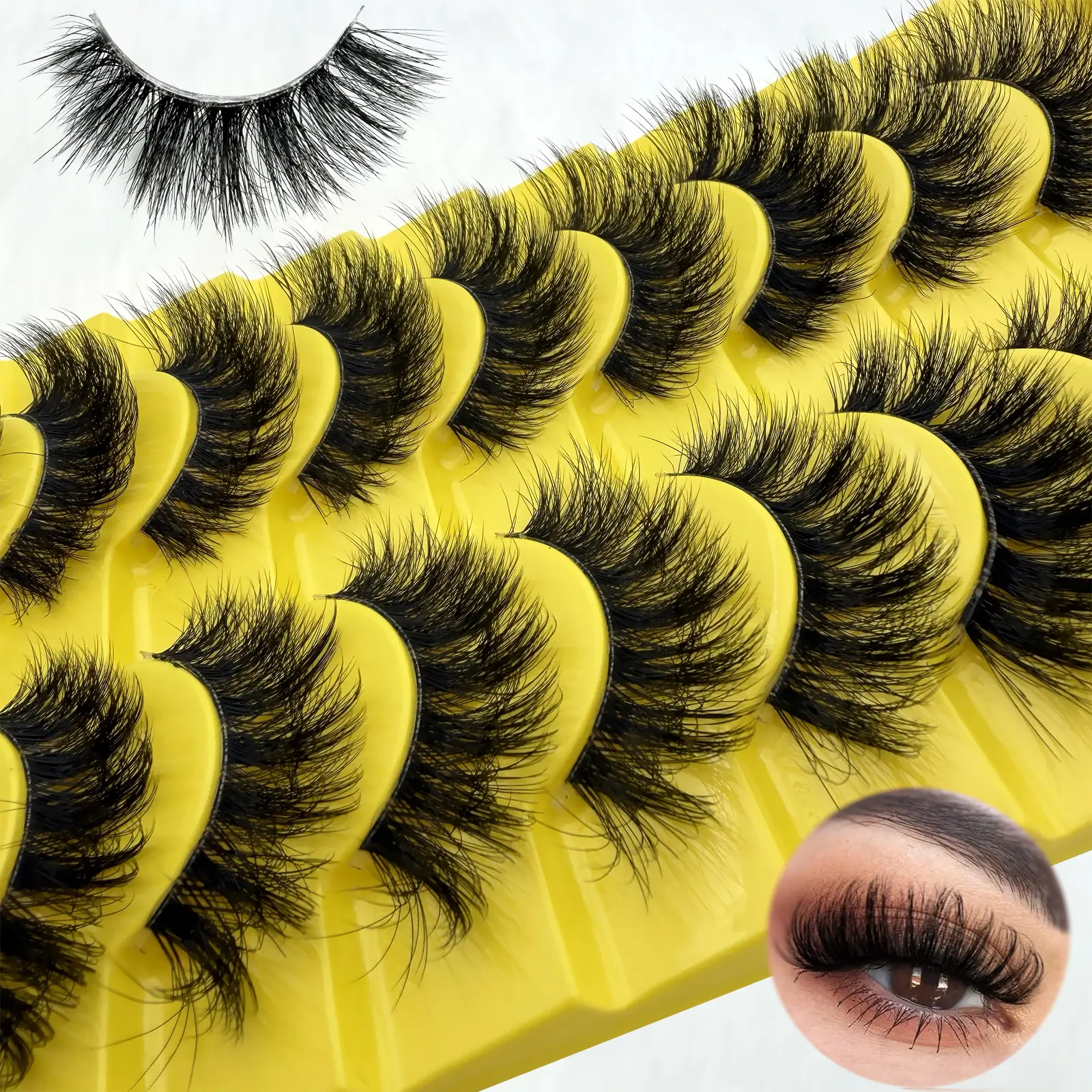 10 Pairs Faux Mink Lashes, Fluffy False Eyelashes, Full Wispy Lashes, 8D Volume Curly Fake Eyelashes, Mega Volume Lashes, Dramatic Volume Eyelash, Natural Look, Easy Apply