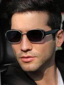 Men's High-Quality Metal Frame Trendy Square Sunglasses, Casual Retro Style, Fashionable Uv100 Protection, Ideal for Travel and School Season
