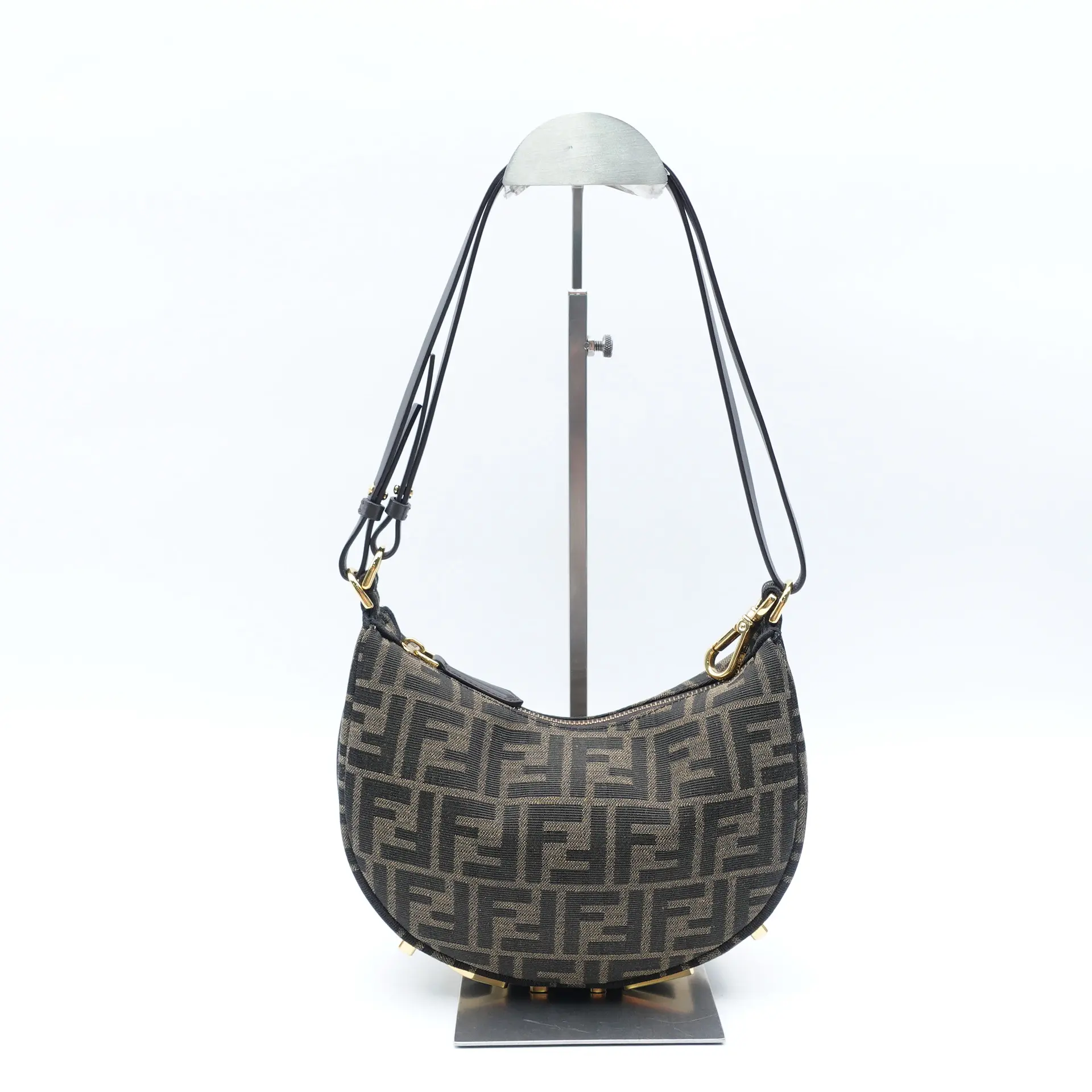 Pre-owned FENDI canvas&calfskin Shoulder bags Fendigraphy Small FF Brown Shoulder Bag T10400967