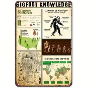 Bigfoot Knowledge Aluminum Metal Tin Plaque, Vintage Style Wall Art, Garden Decoration, Home Decoration, Gift for Sasquatch Lovers