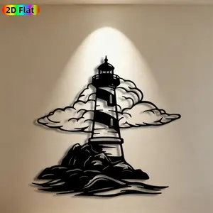 1pc Lighthouse Metal Wall Art,Lighthouse Statue Mural, Ideal Gift for New Year,Christmas,Weather-Resistant Metal Wall Decor Wall Sculptures, Perfect for Outdoor Wall & Fence,Nautical Decor Enthusiasts