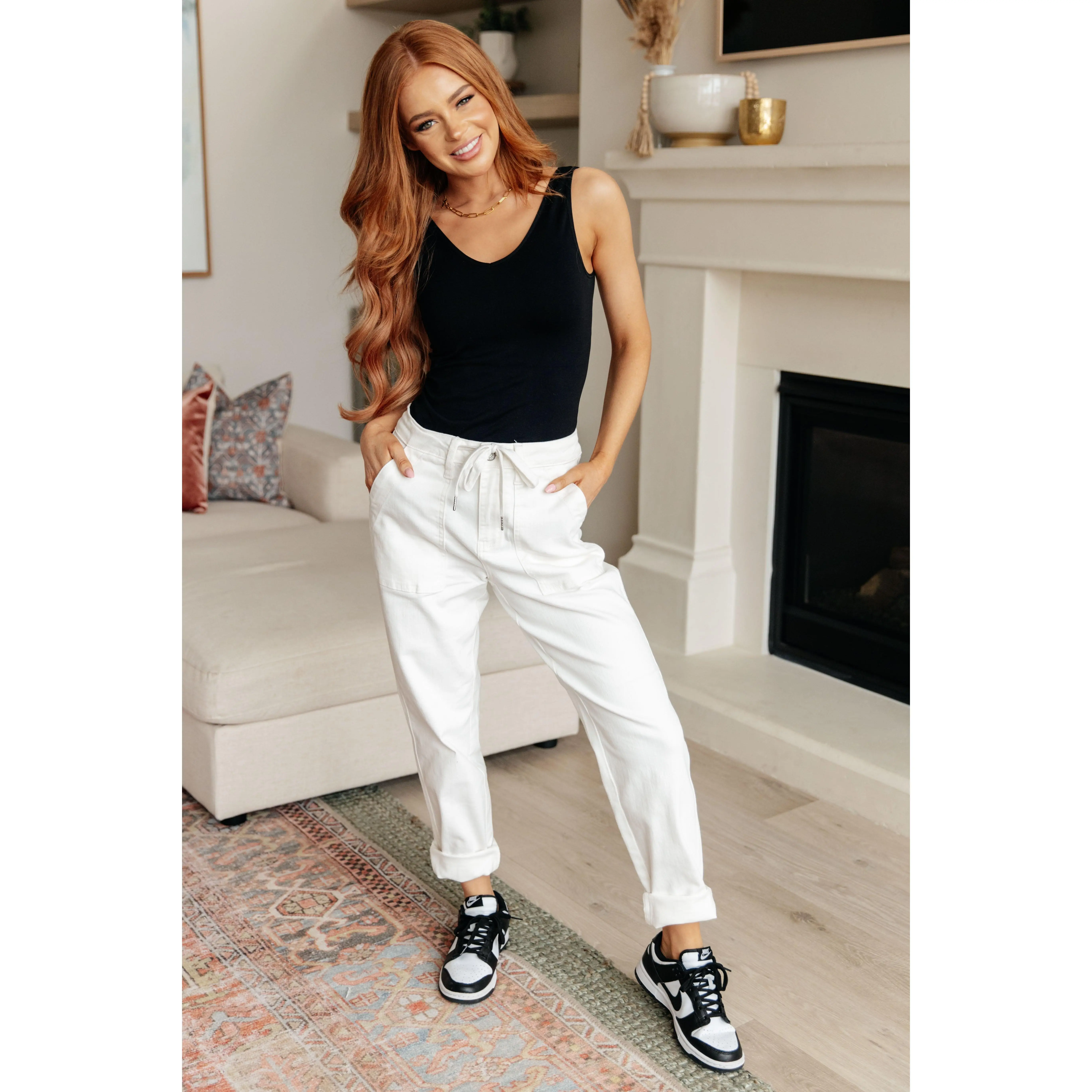 Charlene High Rise Jogger in Ecru