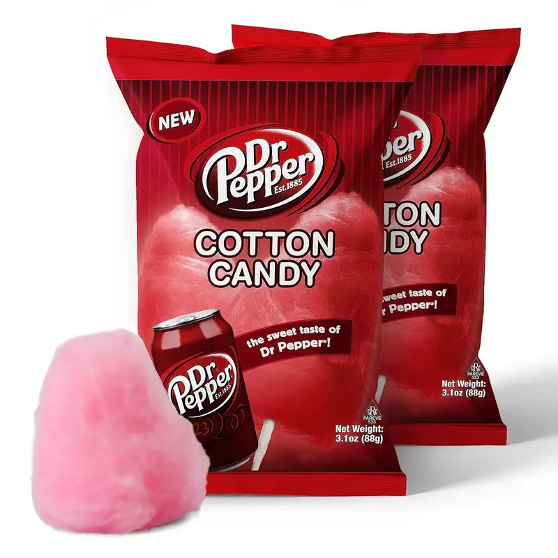 Candylandia Cola Cotton Candy Bulk - Sweet Carnival Cotton Candy w/Classic Dr. Pepper Flavor - Party Favors for Birthday Parties & More - Flavored Bag - 2 Bags