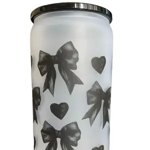 Black Bow 16oz Cup - Black Bow Design for Beverage Use Frosted 16oz