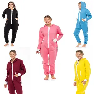 SKYLINEWEARS Women's  Fleece Non-Footed One Piece Plain Onesie Adult Hooded Jumpsuits