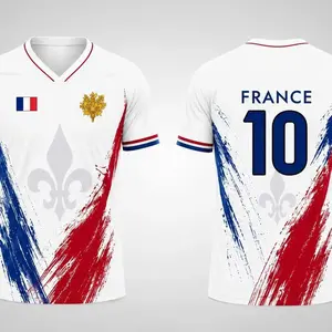 France Soccer Jersey, White Red Blue French Pride Sports Shirt, Football Style Jersey, France Fan Apparel, Gift for Men Women