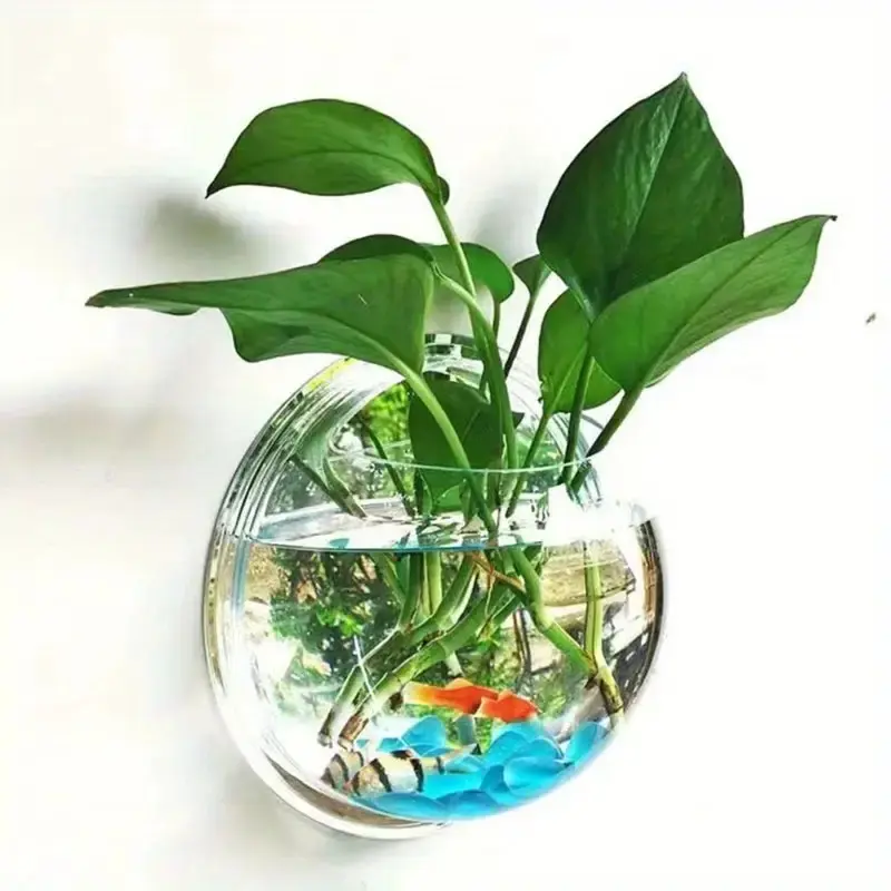 2pcs Round Wall-Mounted Hydroponic Fish Tank - Transparent TPU, No-Drill Easy Installation, Colorful Bubble Decor, Ideal for Home & Office Home Supplies