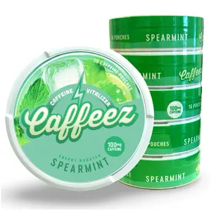Caffeez Spearmint Energy Pouch Sleeve 5 Cans - Bold Refreshing Mint Flavor with 100mg Caffeine & 250mg Guarana - Sugar-Free Portable Energy Booster