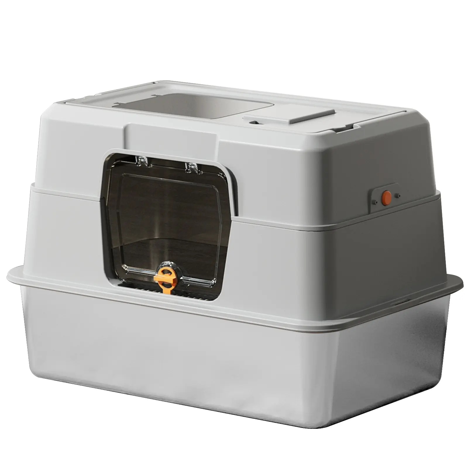 Stainless Steel Covered Litter Box Enclosure - Metal Litter Box with Lid, Fully Enclosed Design, Anti-Stick Bottom, Easy Cleanup Design for Cats, Litter Box Covered, Cleanup Easy
