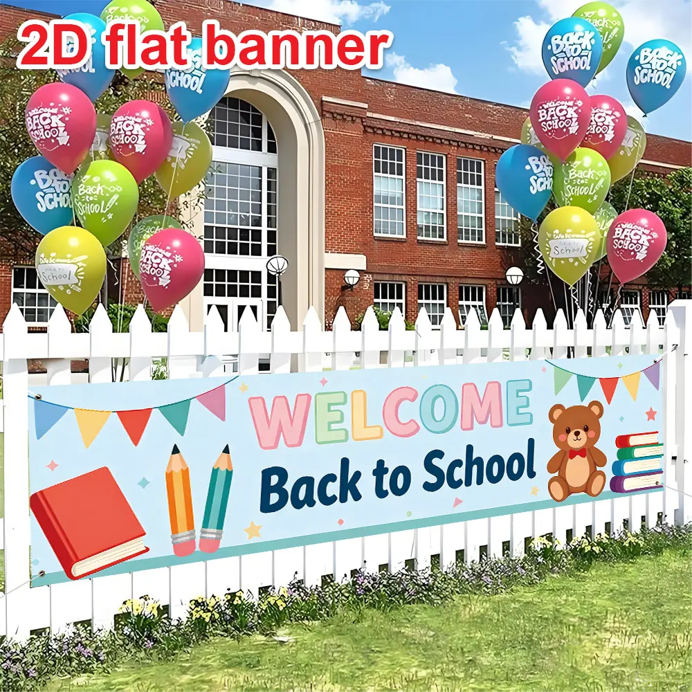 Welcome Back to School Banner, Durable Polyester, Perfect for Kindergarten & Elementary School, Outdoor & Indoor Use, Teacher Background Decor