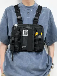 Street leisure practical multi-functional vest bag, with multiple pocket design, reasonable separation, tactical backpack, versatile bag, Travel essentials, can accommodate mobile phones and water bottles, suitable for exhibitions, photography