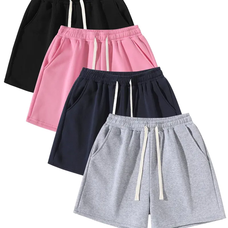 Men's Plain Drawstring Waist Shorts, Basic Sporty Running Shorts for Daily Wear and Exercise, Fitted Style Summer Sports Shorts in Medium-Weight Fabric, Athleisure Shorts, Casual Athletic Shorts