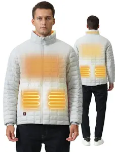Heated Jackets for Men with Rechargeable 7.4V Battery Pack Outdoor Winter Electric Heating Coat, Grey