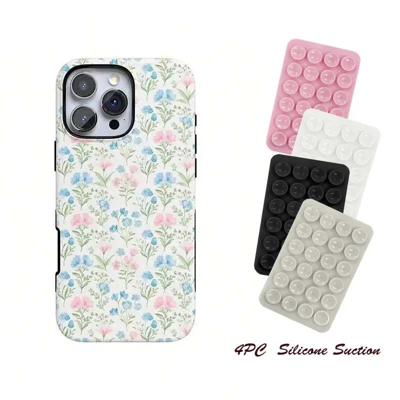 Pastel Garden Sunday Case, 4PC Silicone Suction Phone Case Mount, Aesthetic Phone Case For IPhone 17 ProMax,  16, 15, 14, 13, 12, 11 Pro Max, X, XR, XS Max, 8, And 7 Plus,Screen Protector,FidgetsSuitable For IPhone 17 Air