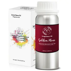 Scent Aura IV Golden Hour Fragrance Oil Inspired by Baccarat Rouge 540 Designer Perfume Scent| Luxury Oil Diffuser|3.38 Fl OZ|100ml|Long Lasting Luxurious Scent for Home Office Decor